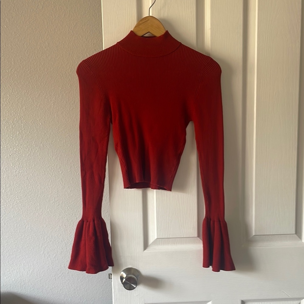 Forever 21 Red Ruffled Crop Blouse
